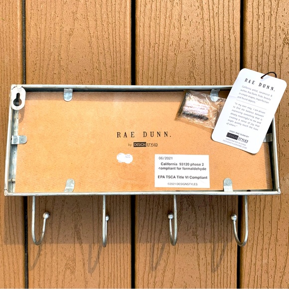 RAE DUNN LL GALVANIZED METAL WELCOME SIGN w/4 HOOKS AND HARDWARE NEW WITH TAGS - Picture 2 of 2